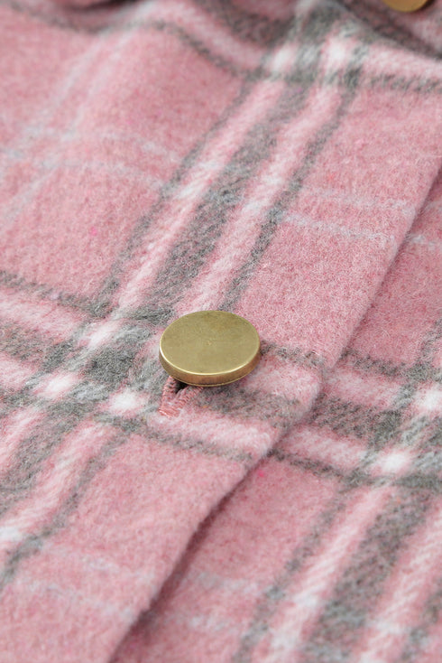 Plaid Pattern Buttoned Shirt Coat With Slits